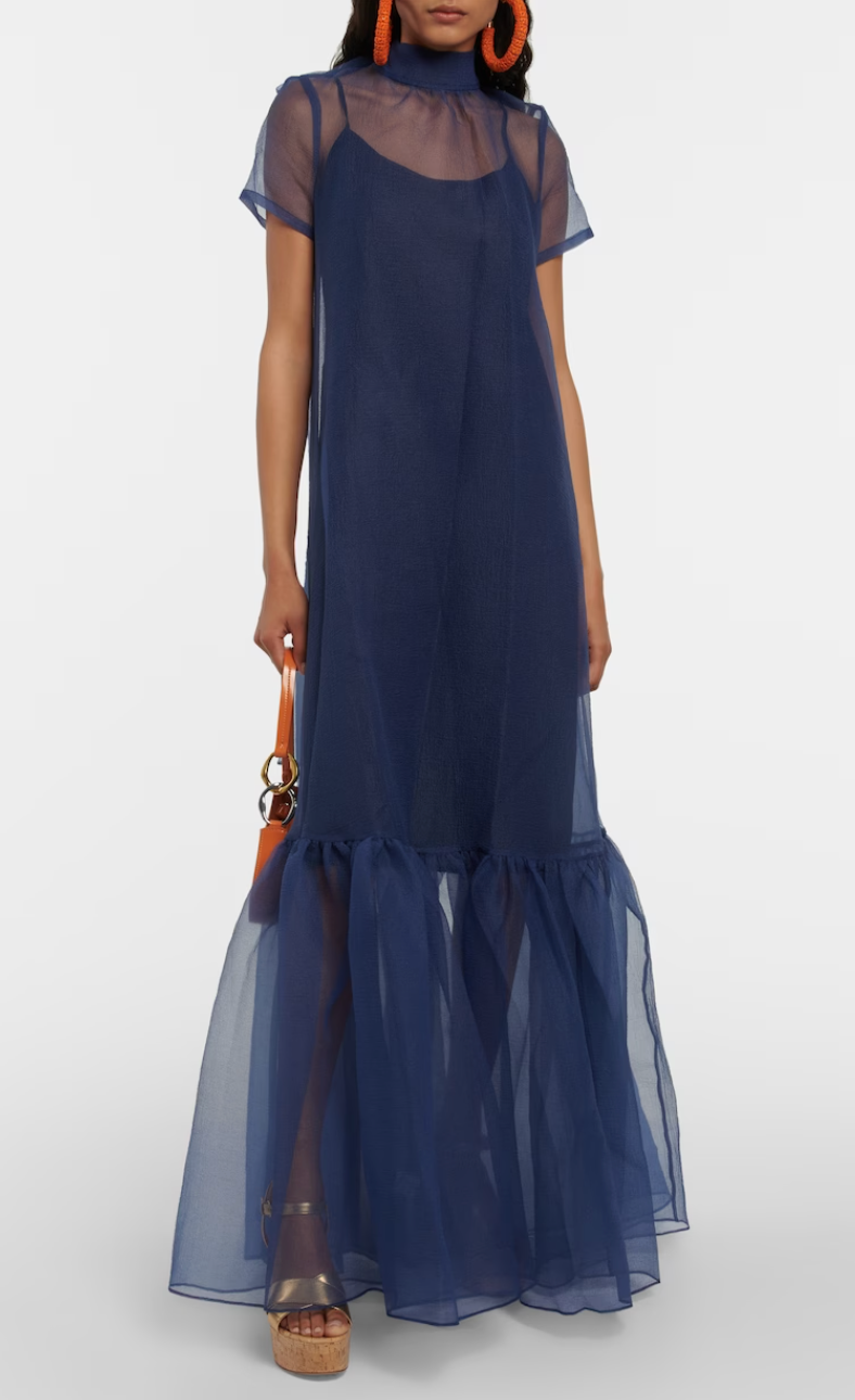Staud Navy Blue Organza Calluna Dress size XS