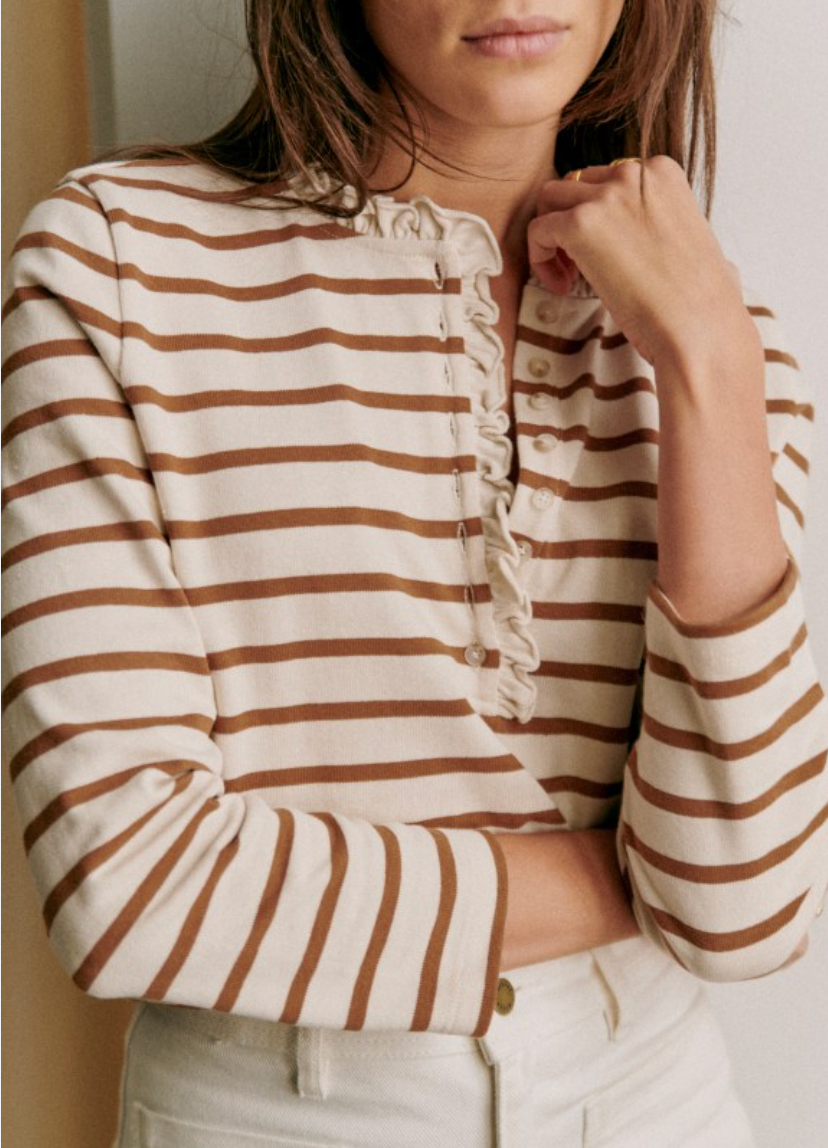 Sezane Gael Marniere Long Sleeve Tee size M