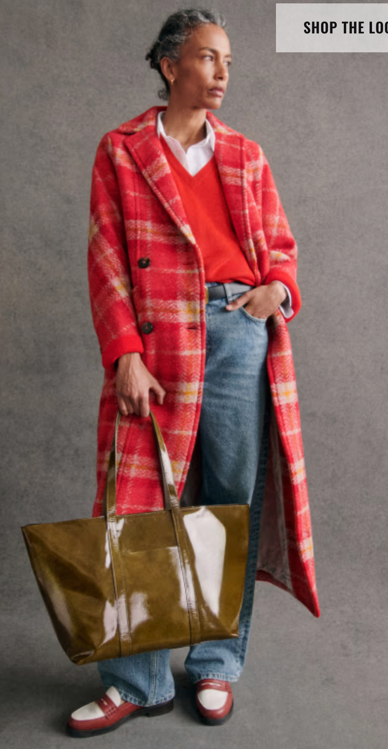 Sezane Viktor Coat Red Check size US 4