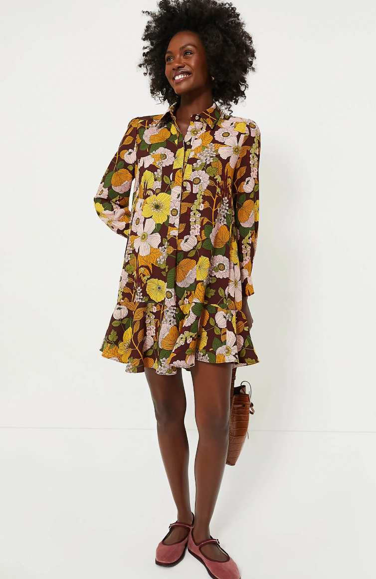 Tuckernuck Fall Florals Crepe Callahan Shirt Dress size