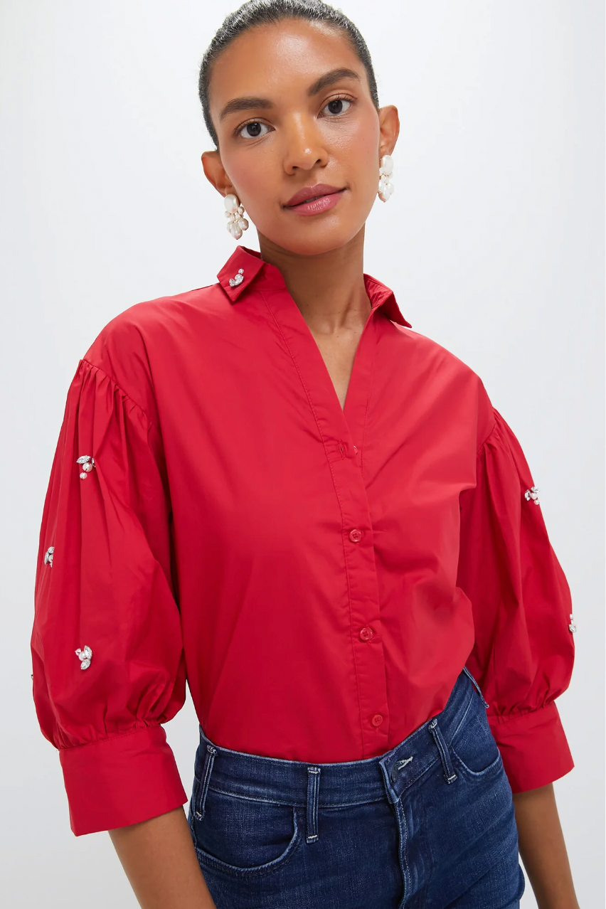 Rochelle Behrens Red Bara with Rhinestone Sleeves size
