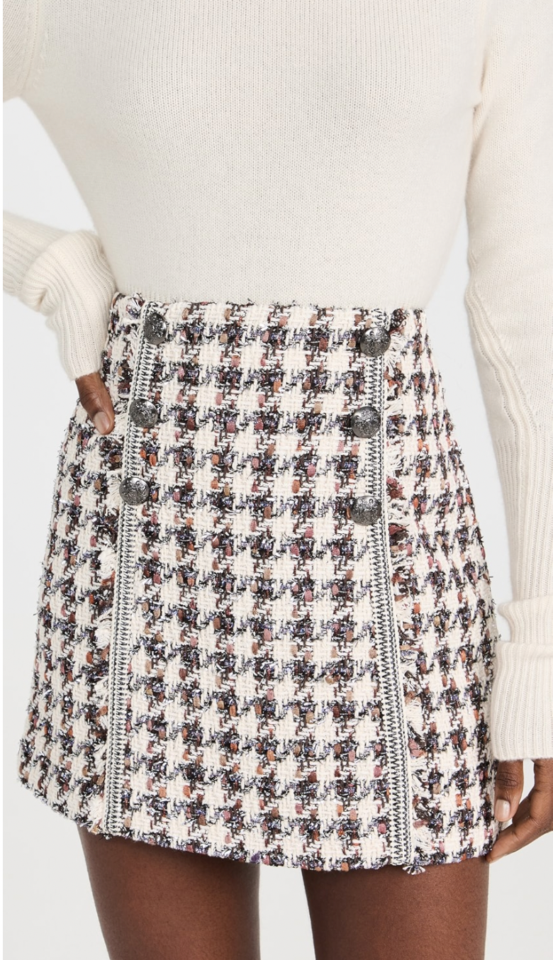 Veronica Beard Starck Tweed Skirt in Ecru Multi size 4
