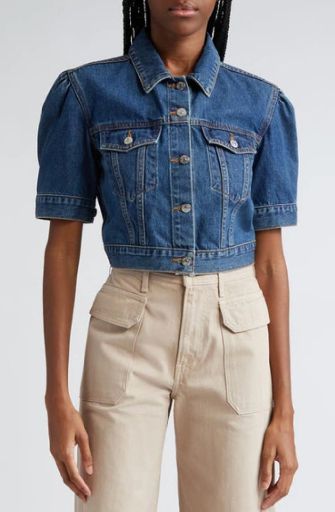 Veronica Beard Raina Short Sleeve Denim Jacket size L