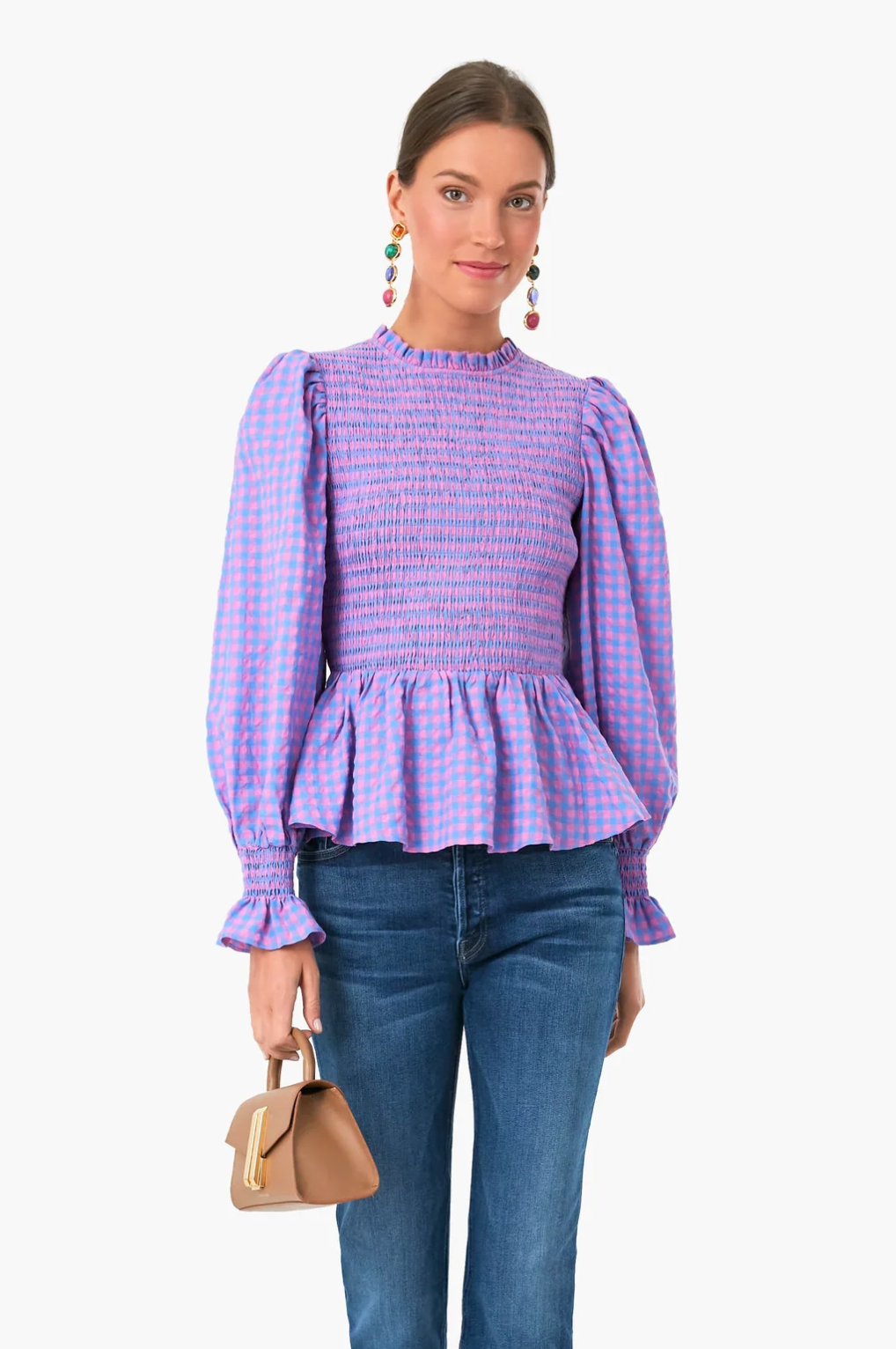 Hyacinth House Textured Gingham Ruby Blouse size XS