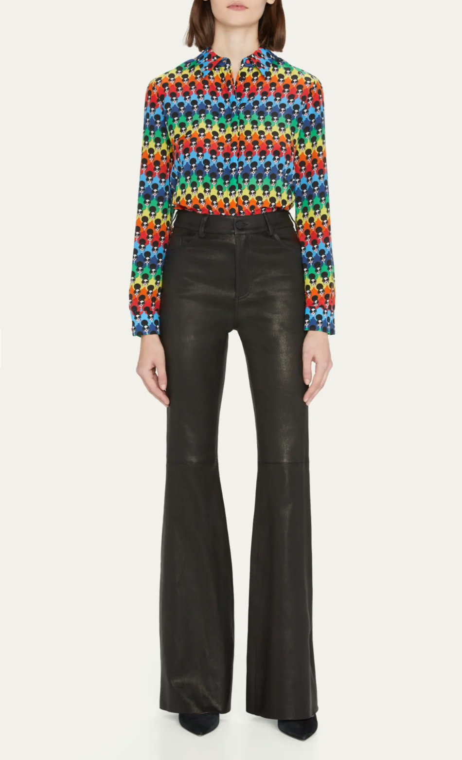 Alice and Olivia Brent High-Waist Leather Bell Pants size 14