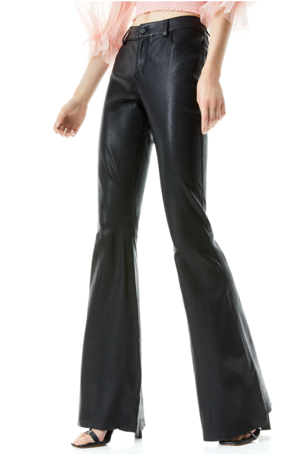 Alice and Olivia Brent High-Waist Leather Bell Pants size 14