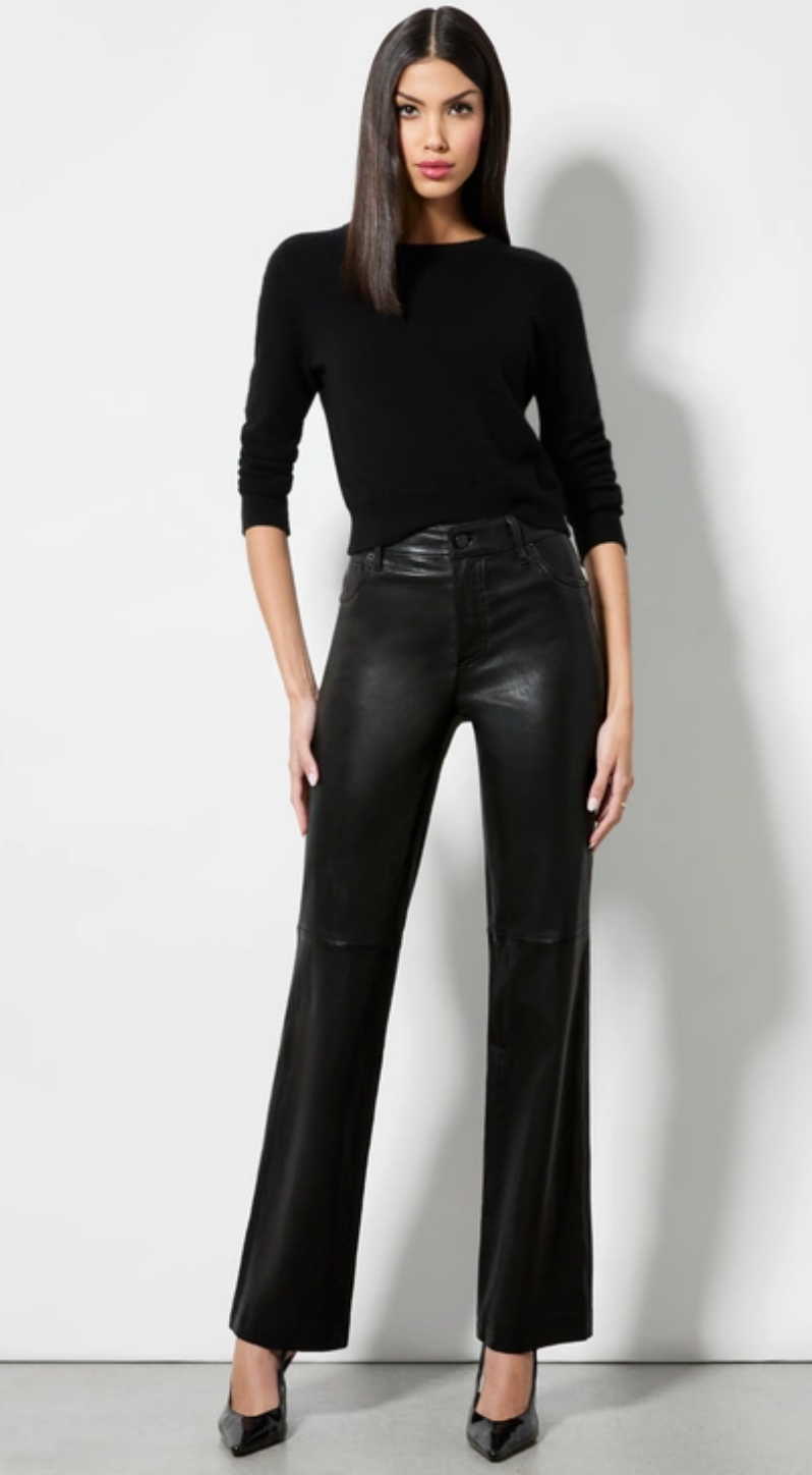 Alice and Olivia Brent High-Waist Leather Bell Pants size 14