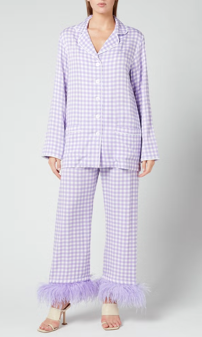 Sleeper Feather Gingham Purple Pajamas size XS