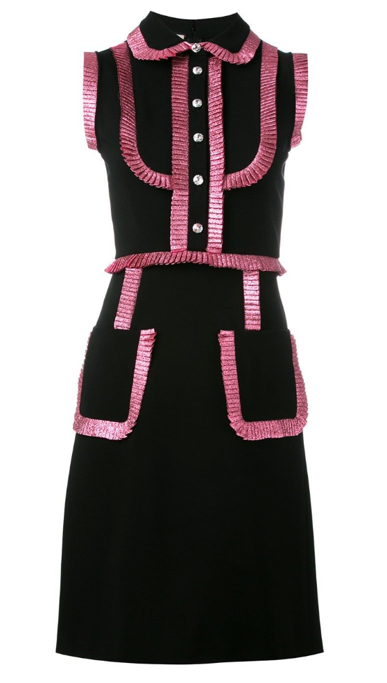 Gucci Jersey Shirtdress With Metallic Trim In Black size XS