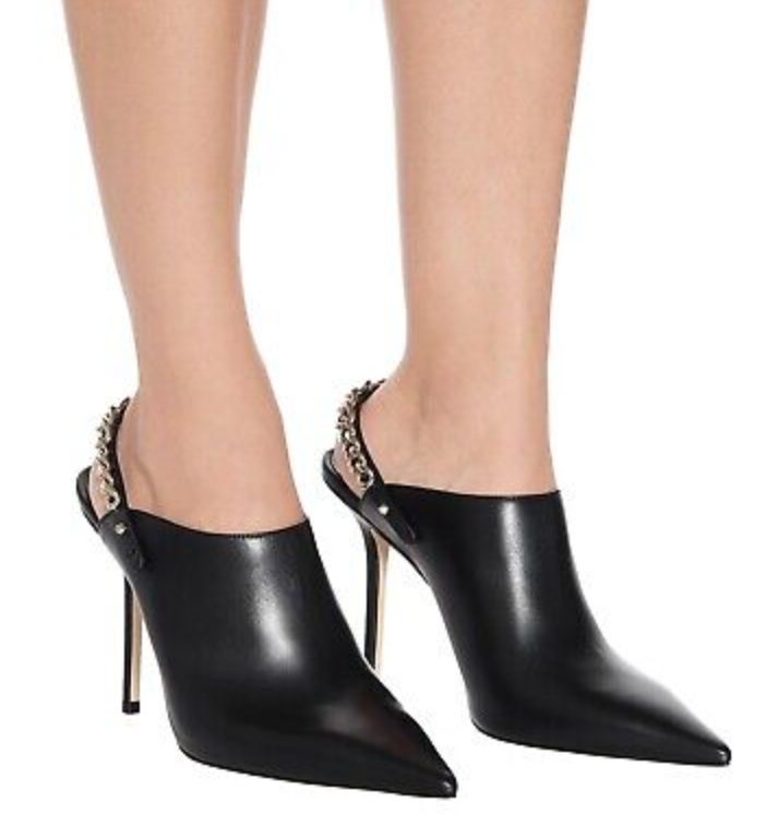 Jimmy Choo Lexx 100 Black Gold Heeled Mules size 38.5