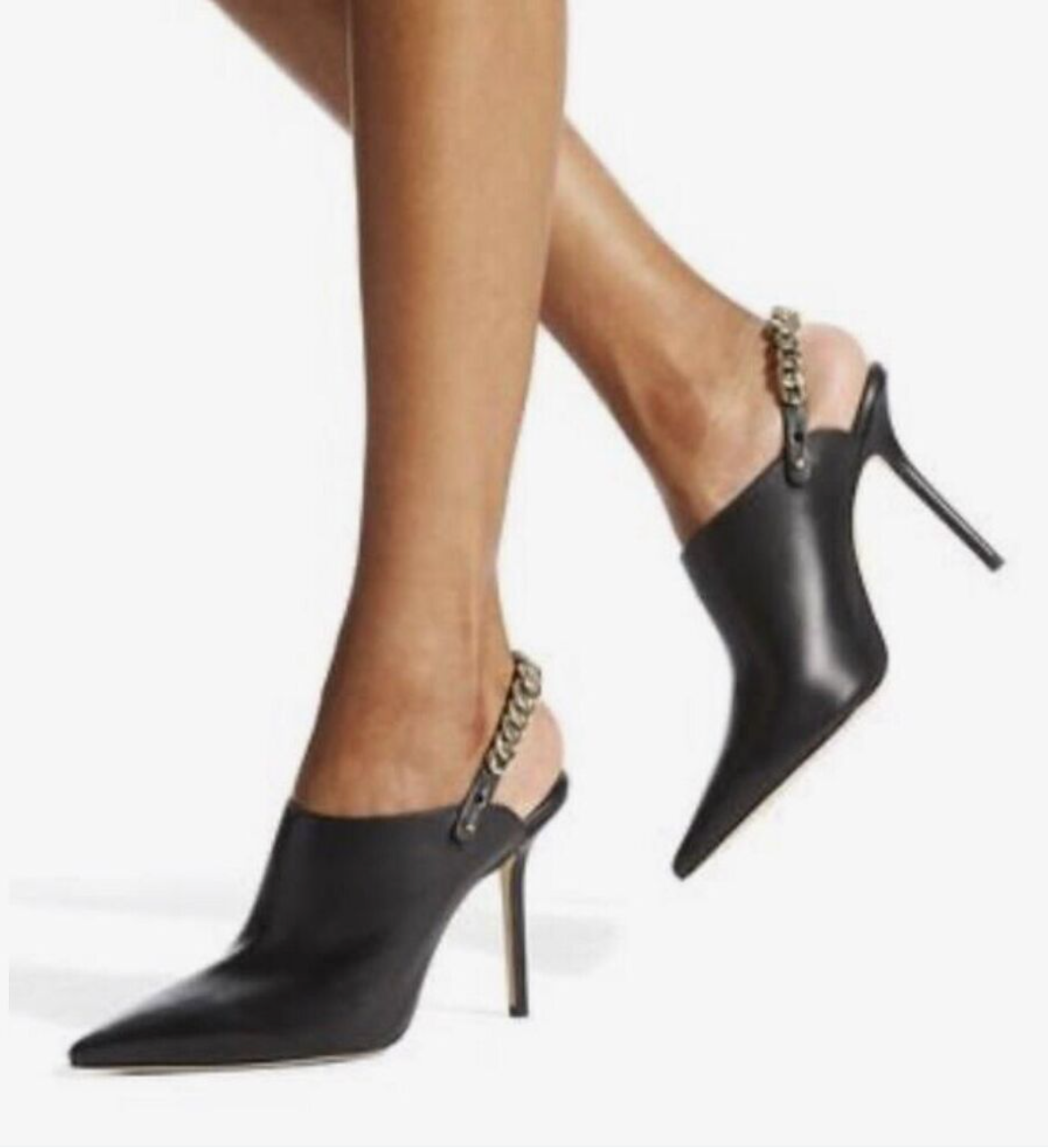 Jimmy Choo Lexx 100 Black Gold Heeled Mules size 38.5