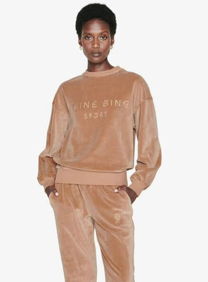 Anine Bing Evan Velour Joggers Pants size M
