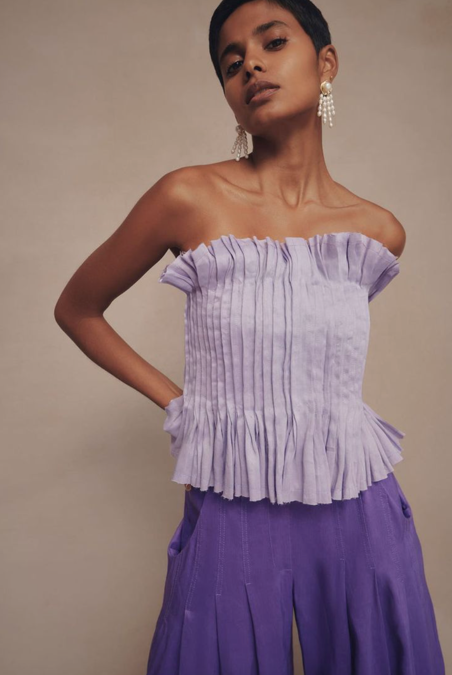 Aje Horizon Pintucked Corset Top size US 2