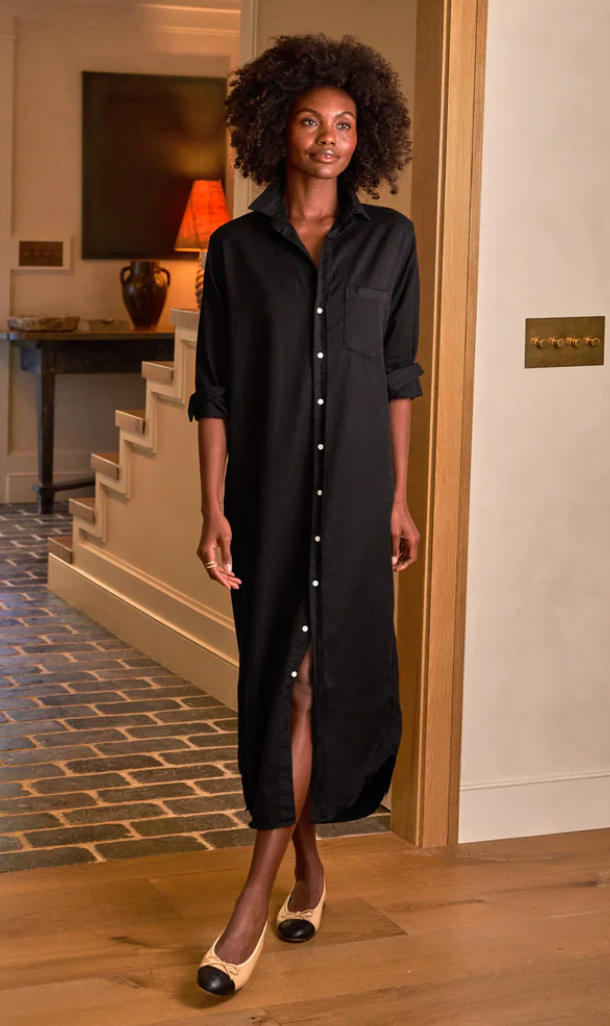 Frank and Eileen Rory Linen Shirtdress Black Denim size XL