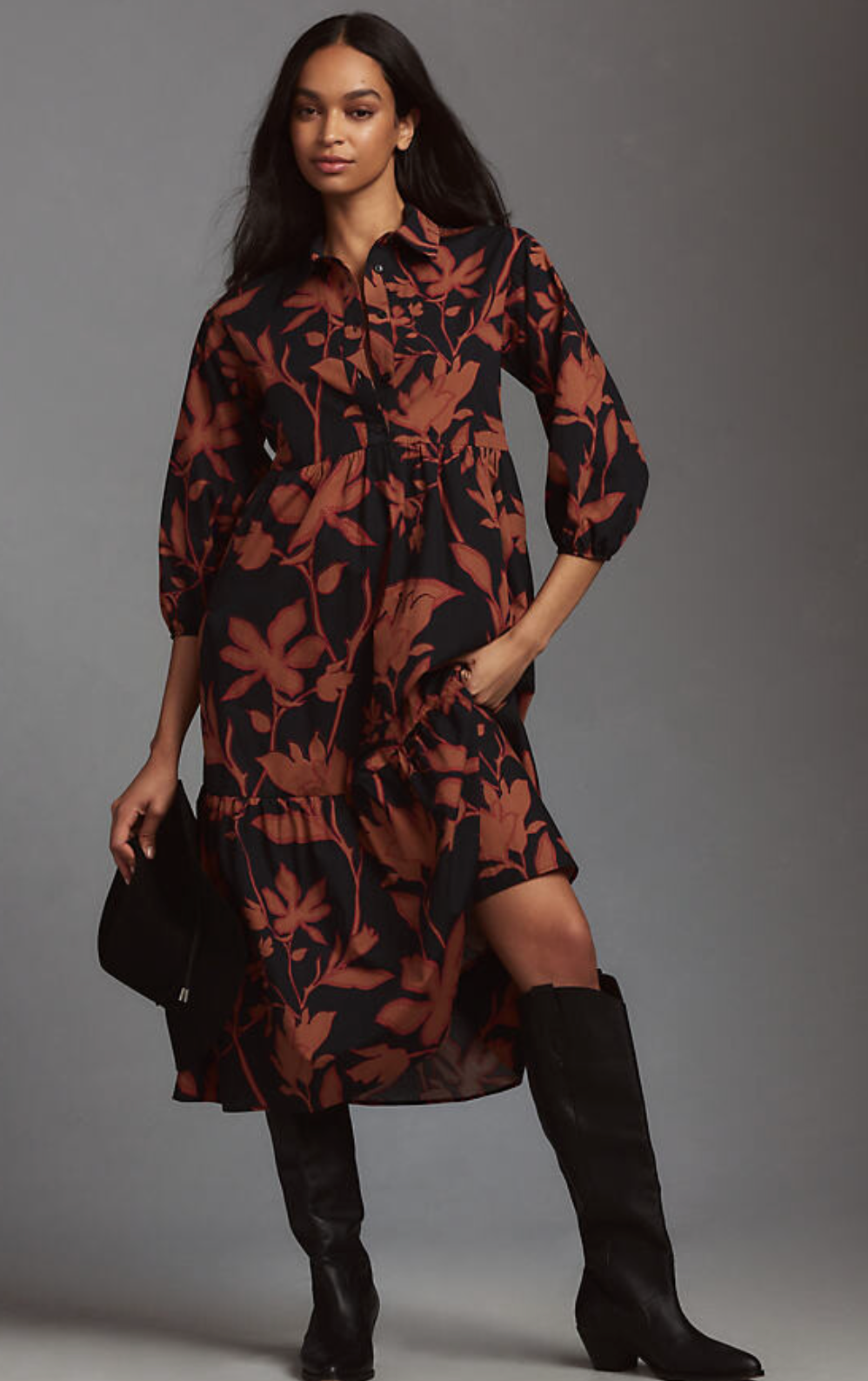 Anthropologie Maeve The Bettina Tiered Shirt Dress size L