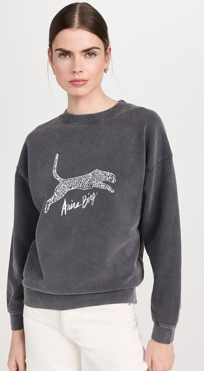 Anine Bing Spencer Spotted Leopard Sweatshirt size XS