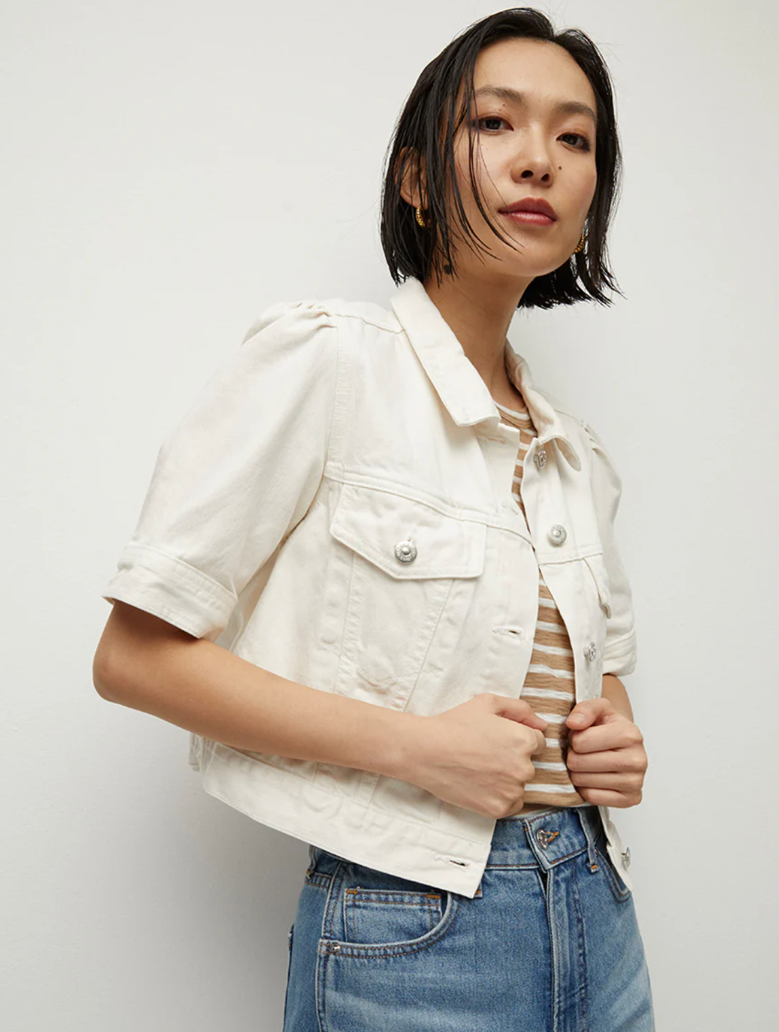 Veronica Beard Raina Short-Sleeved Denim Jacket size S