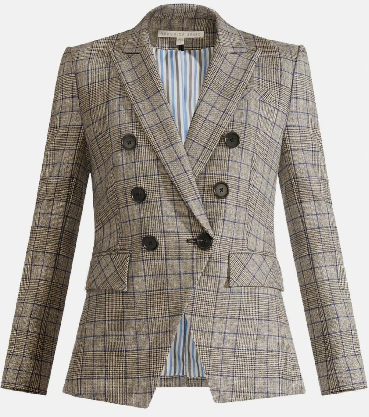Veronica Beard Miller Dickey Jacket Gray Navy Blue Plaid size 6