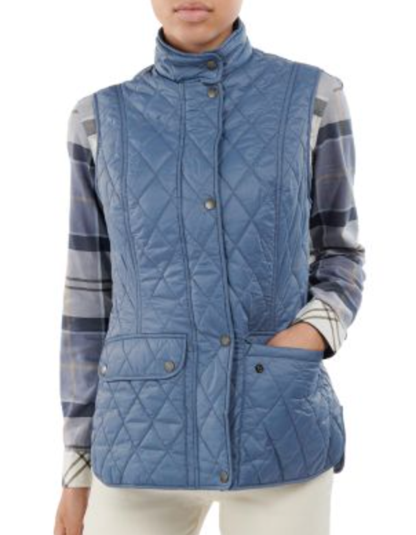Barbour Otterburn Quilted Vest in Stone Blue size US 10