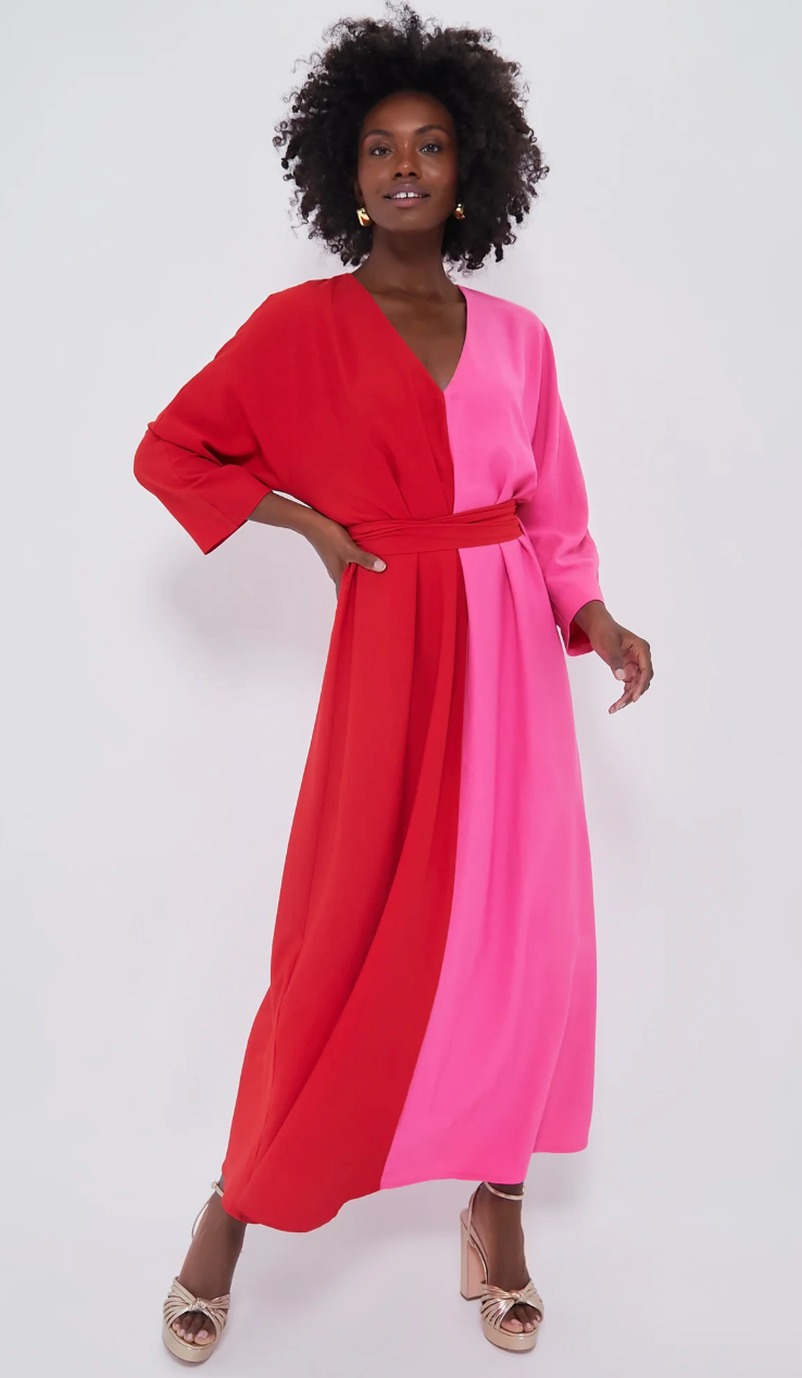 Tuckernuck Scarlet and Hot Pink Madame G Caftan Dress size M