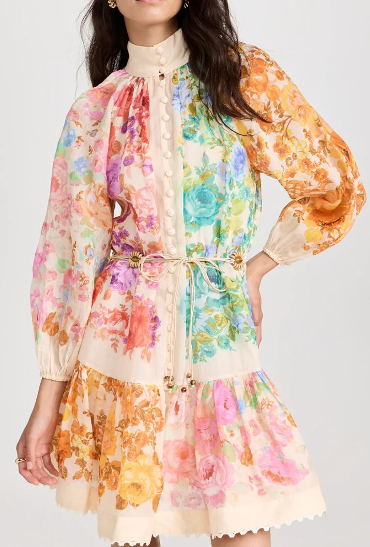 Zimmermann Raie Lantern Mini Dress size 1 US 6