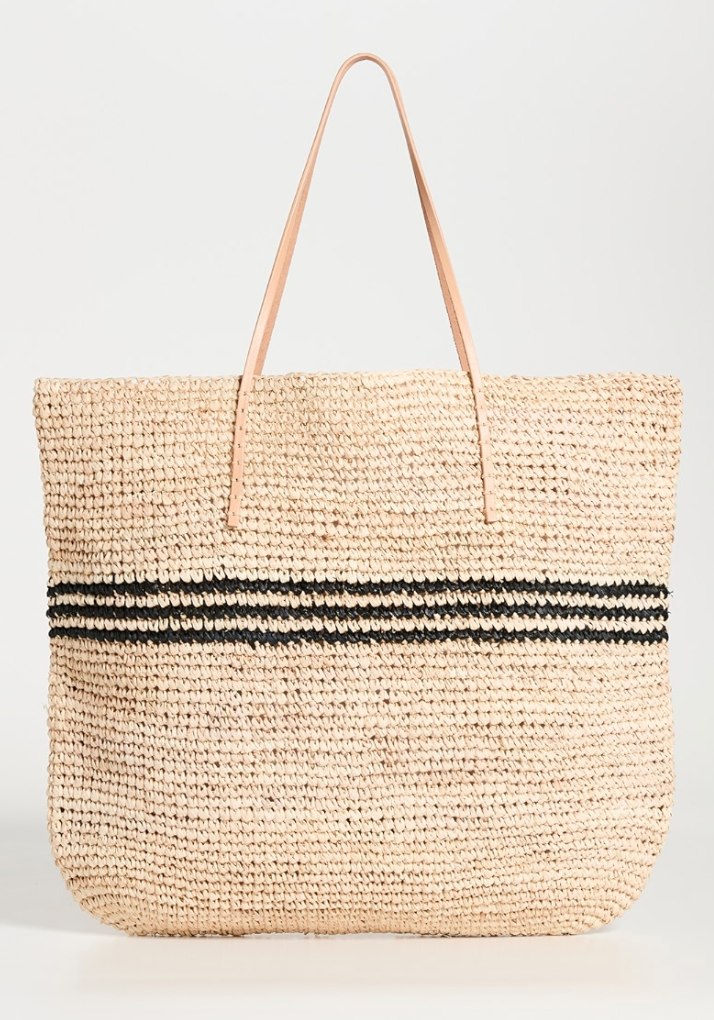 Hatattack Luxe Stripe Tote Natural and Black