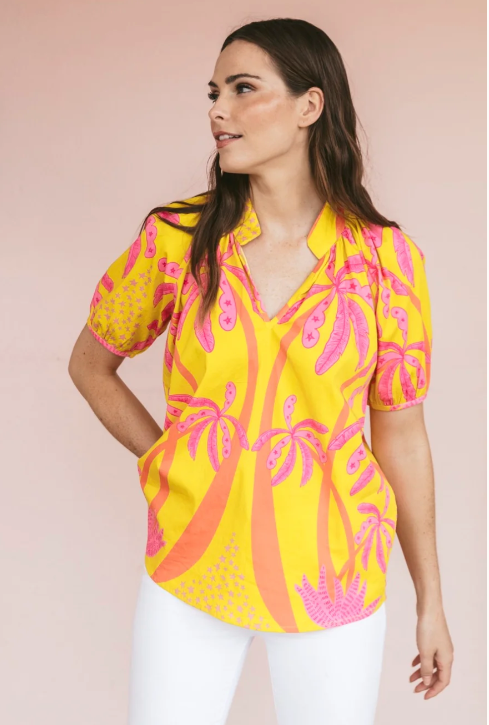 Sheridan French Dana Blouse in Peach Yellow Toile size XS