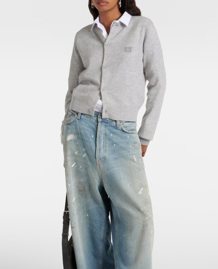 Acne Studios Face Crewneck Wool Cardigan size XS