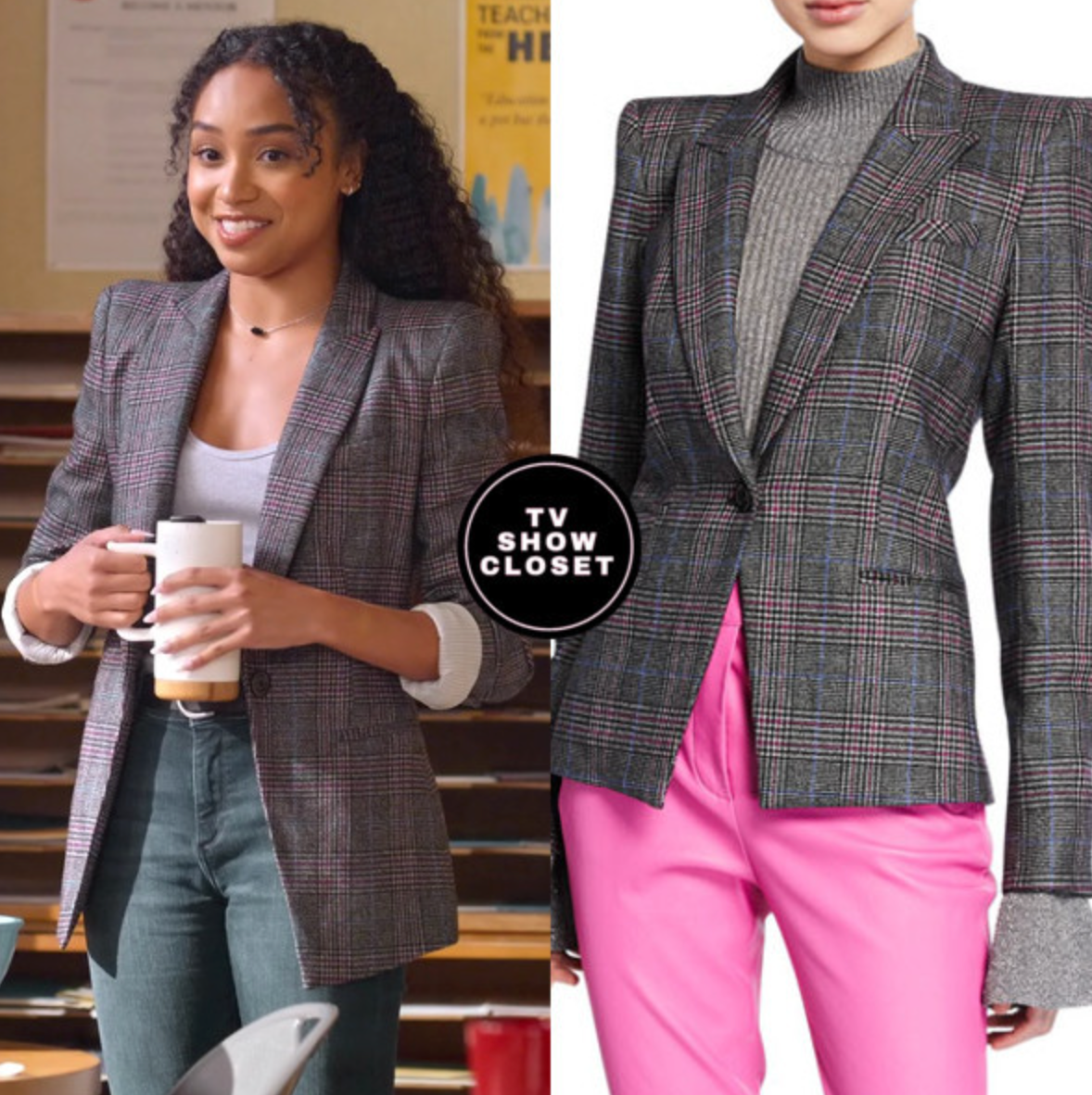 Veronica Beard Brock Plaid Dickey Blazer size 8