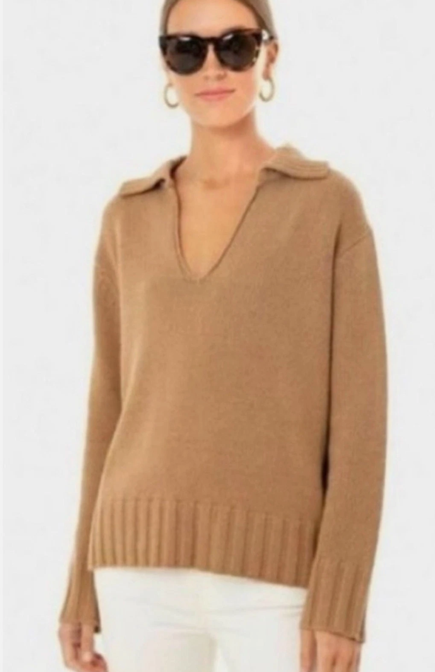Tuckernuck Georgiana Cashmere Blend Polo Sweater size M
