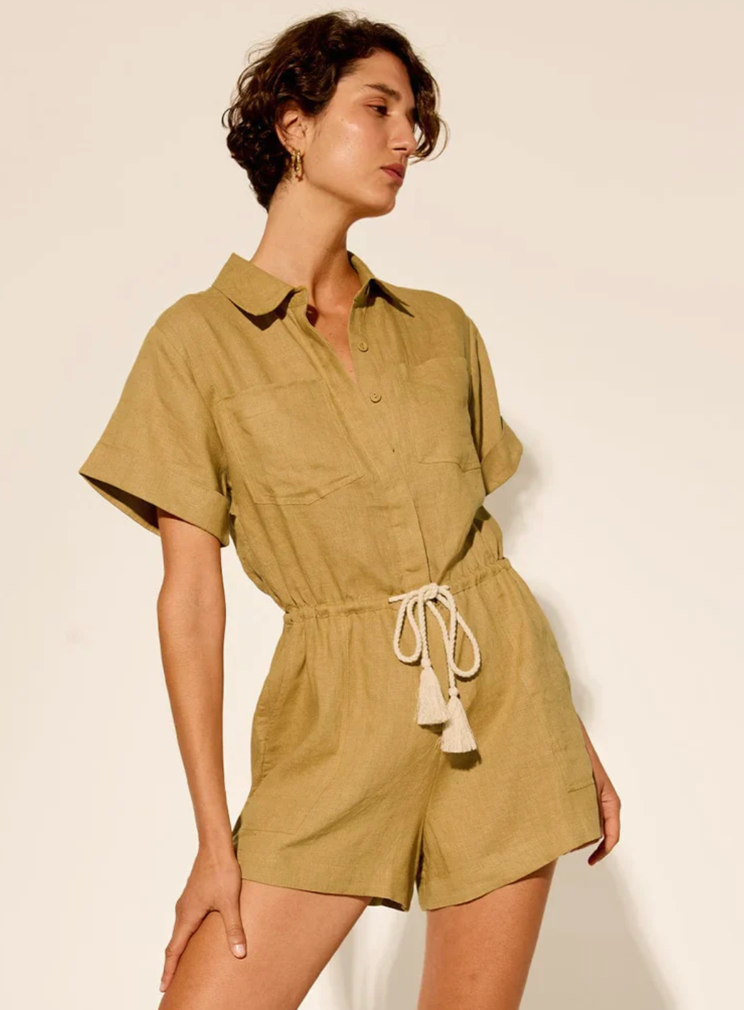 Kivari Tully Linen Playsuit Romper size 4