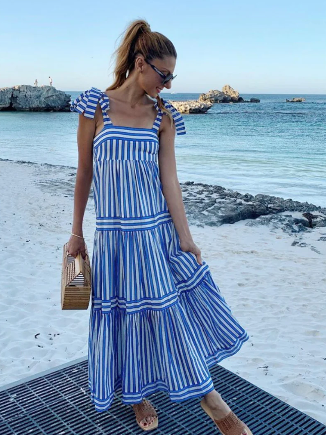 Zimmermann Striped Cotton-Voile Maxi Dress size US 4