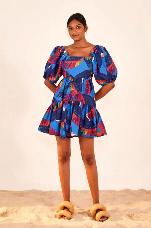 Farm Rio Rainbow Macaw Mini Dress size S