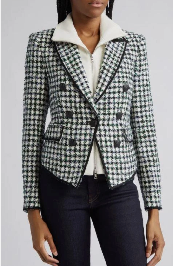 Veronica Beard Diego Tweed Check Dickey Jacket size 2