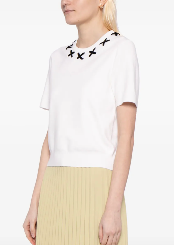 Tory Burch Lace Up Knitted Top size XL