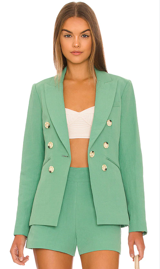Veronica Beard Agate Green Emsley Linen Jacket size 2