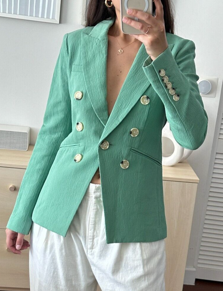 Veronica Beard Agate Green Emsley Linen Jacket size 2