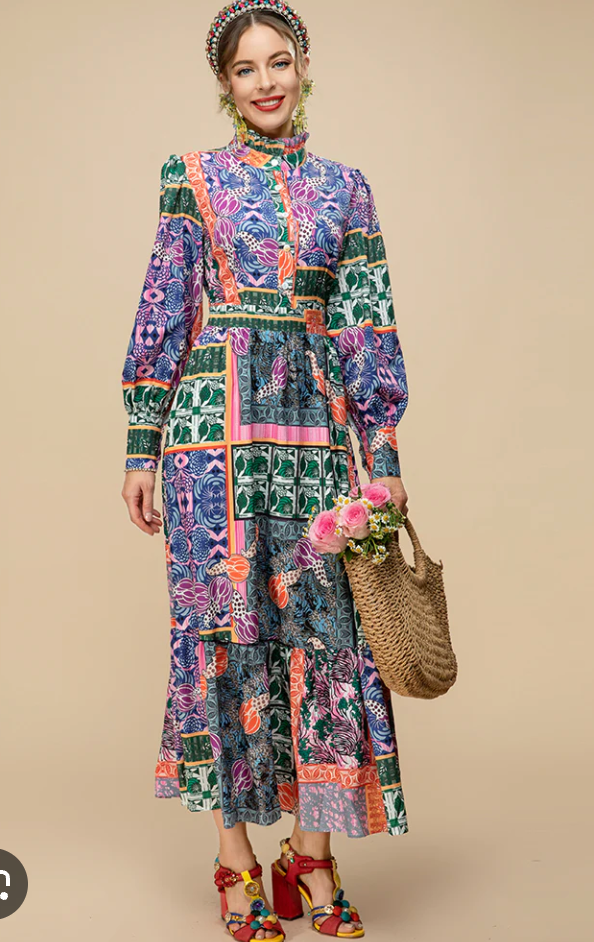 Oliphant Shirt Waist Maxi Dress In Janeiro Lilac size XL