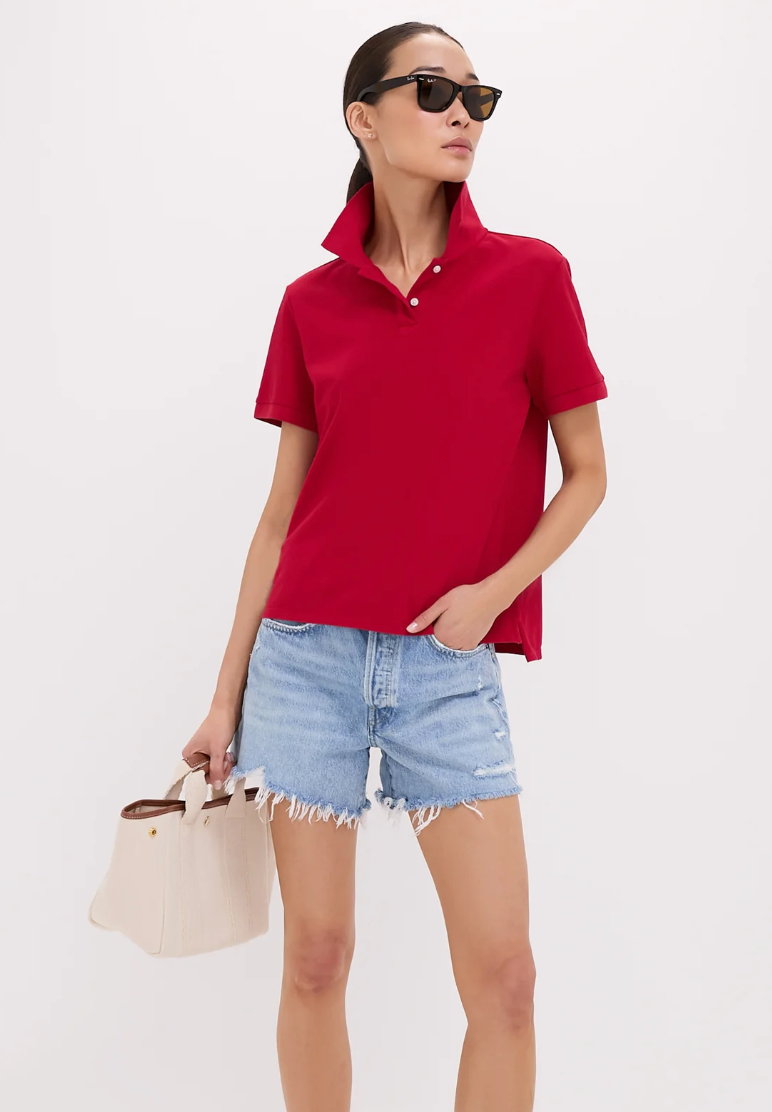 Tuckernuck Red Pique Murray Classic Polo Top size XS