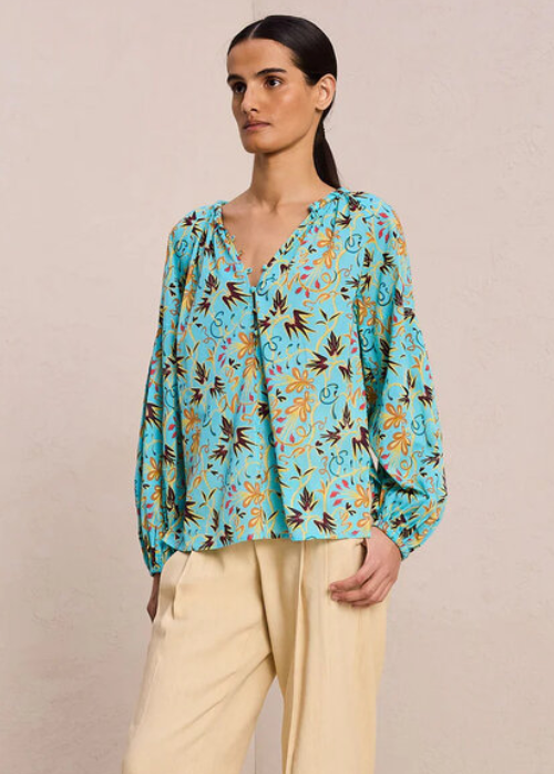 ALC Capri Floral Print Blouse In Grotto Multi size 10