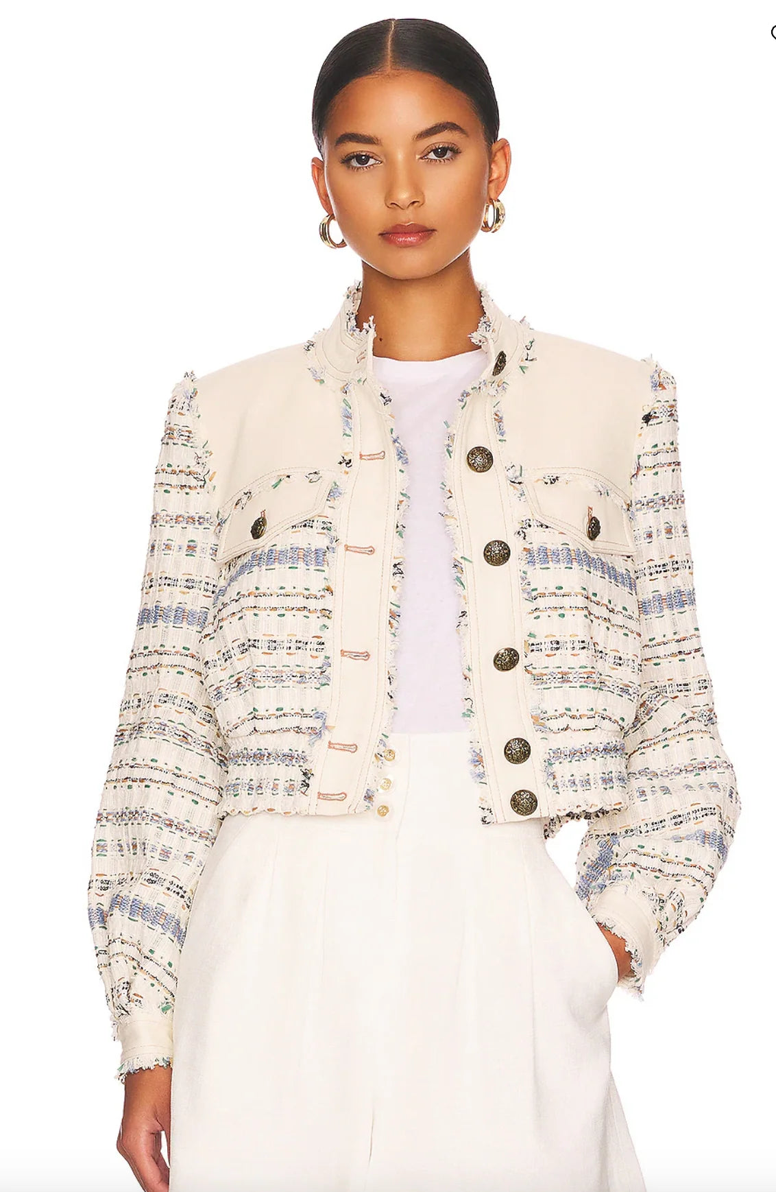 Veronica Beard Darren Jacket in Tweed Ecru Multi size 12