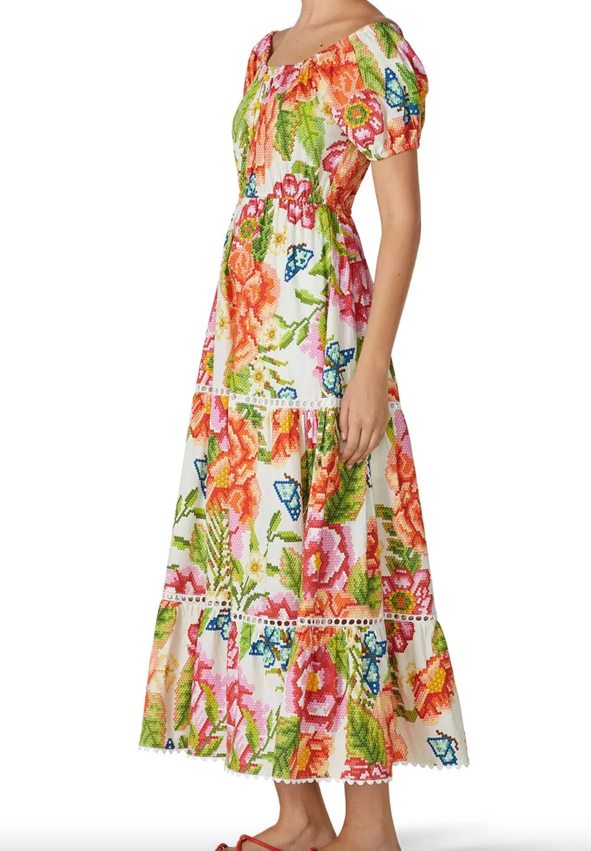 Farm Rio Vintage Macie Floral Tiered Maxi Dress size XL
