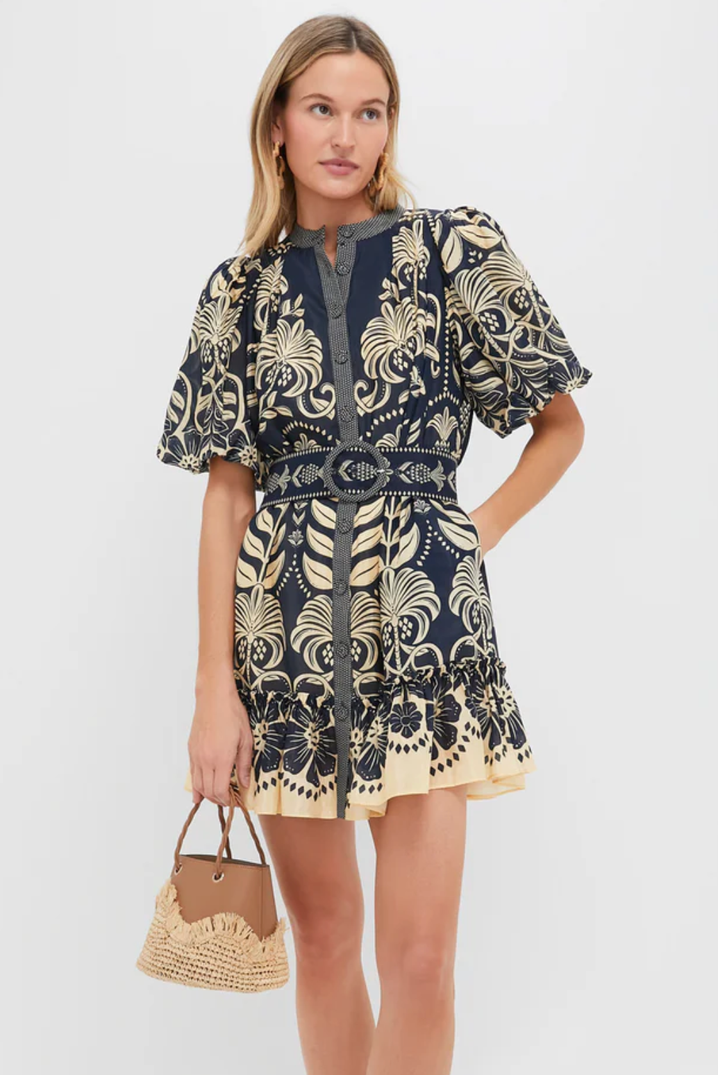 Farm Rio Blue Ainika Tropical Splendor Mini Dress size XS
