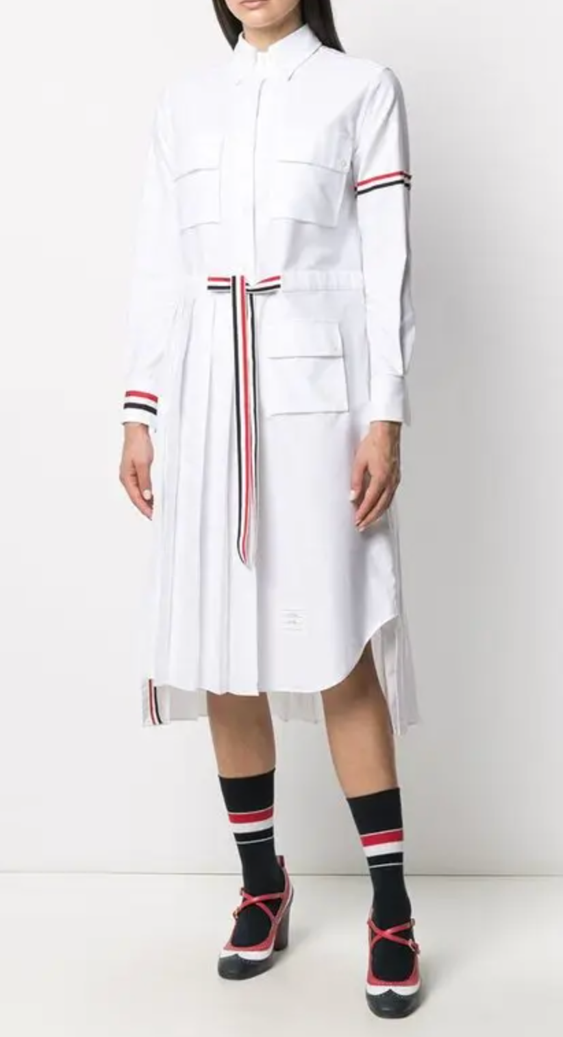 Thom Browne 2-in-1 Norfolk Pleated Shirtdress size 38 - XS/2
