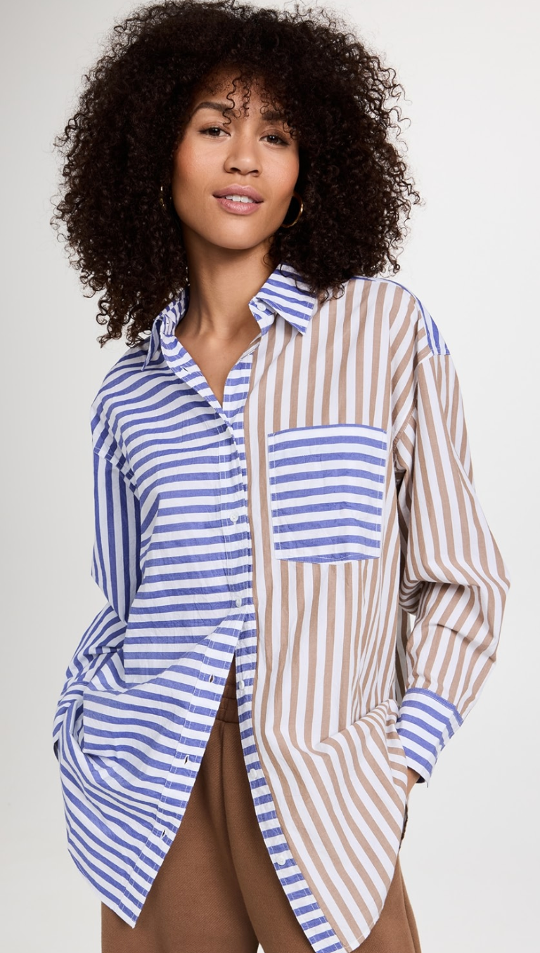 Apice Apart Striped Oversized Button Down size M