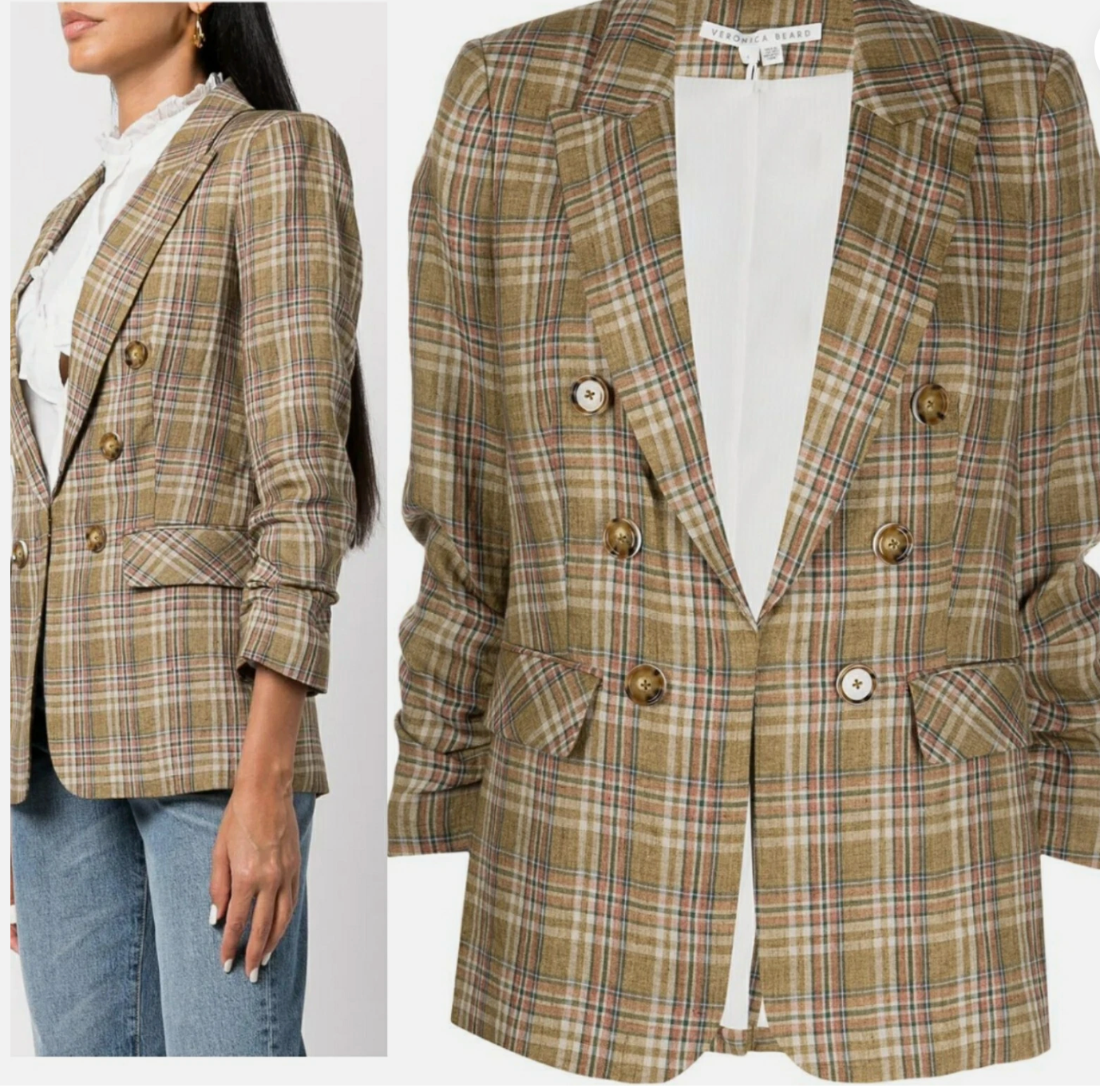 Veronica Beard Beacon Plaid Dickey Blazer Jacket size 12