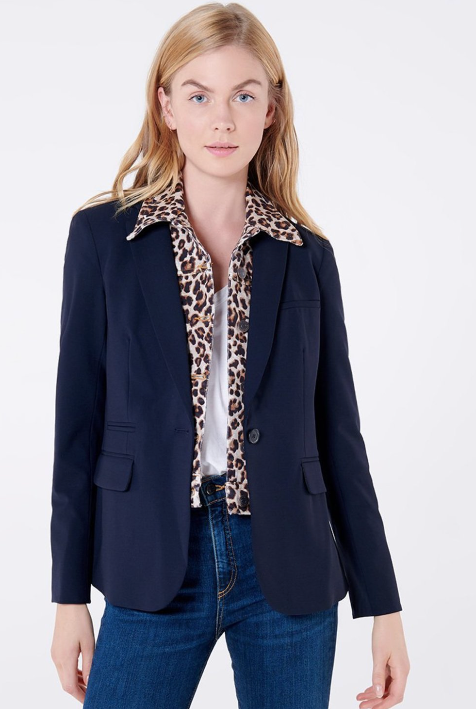 Veronica Beard Leopard Denim Dickey size 00-14