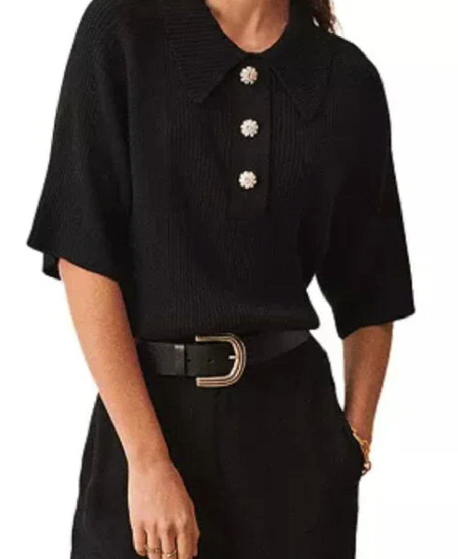 Ba&sh Eliot Knit Polo Top size S