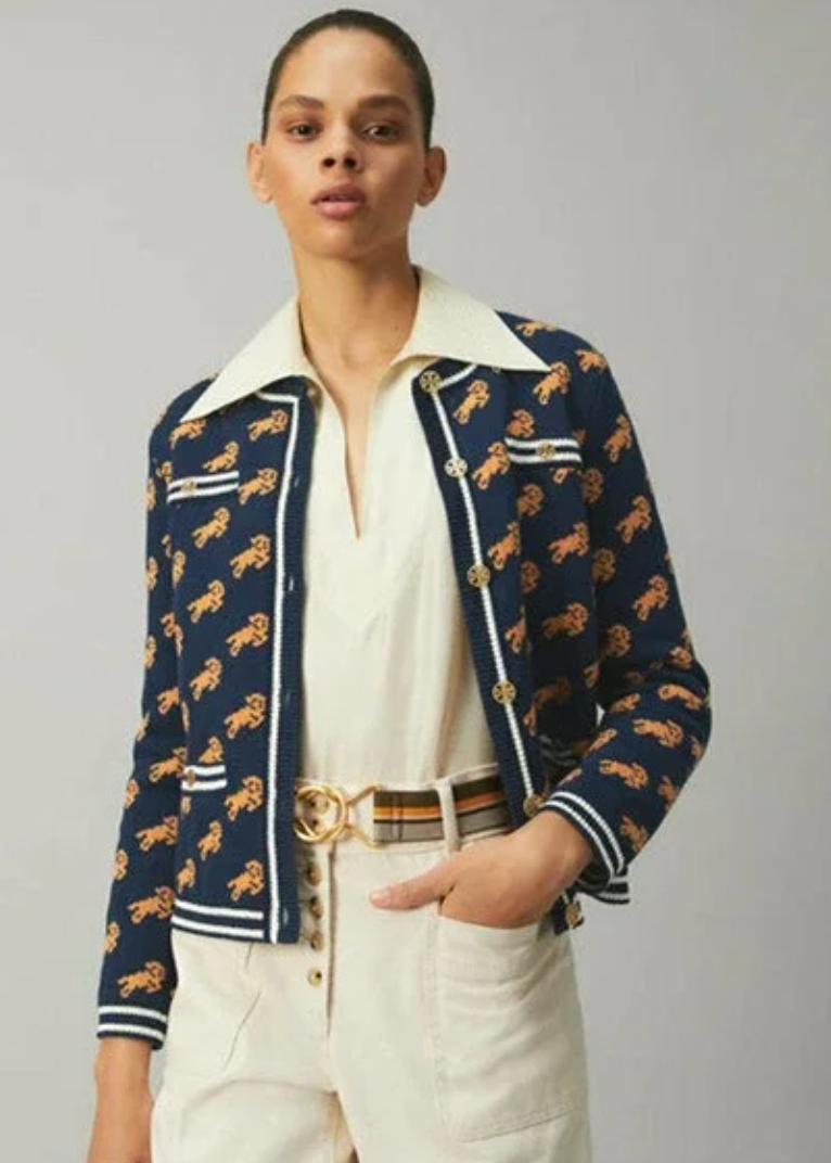 Tory Burch Jacquard Kendra Cardigan size L