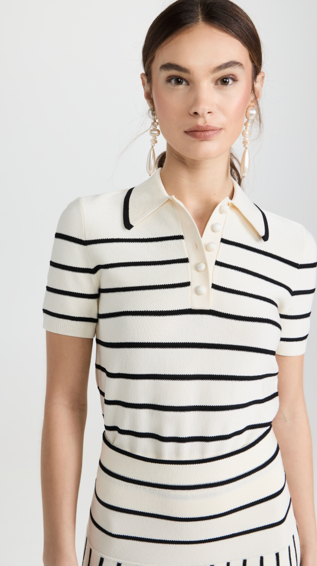 Zimmermann Matchmaker Knit Stripe Polo Pullover Top size US 8